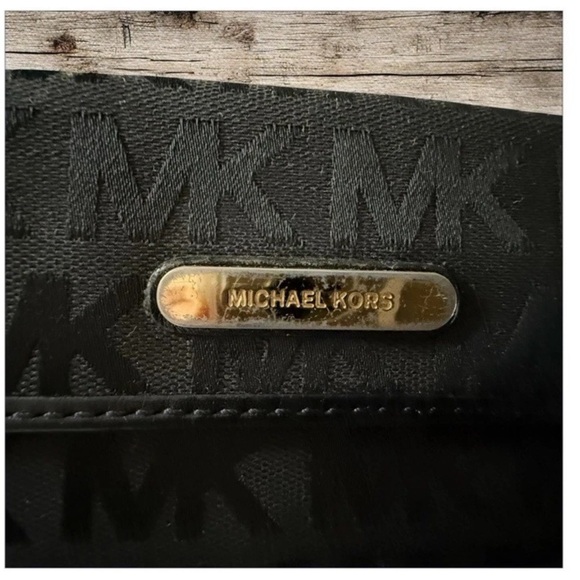 Michael Kors Austin Black Flat Continental Signature Wallet Leather Trim - Picture 9 of 16